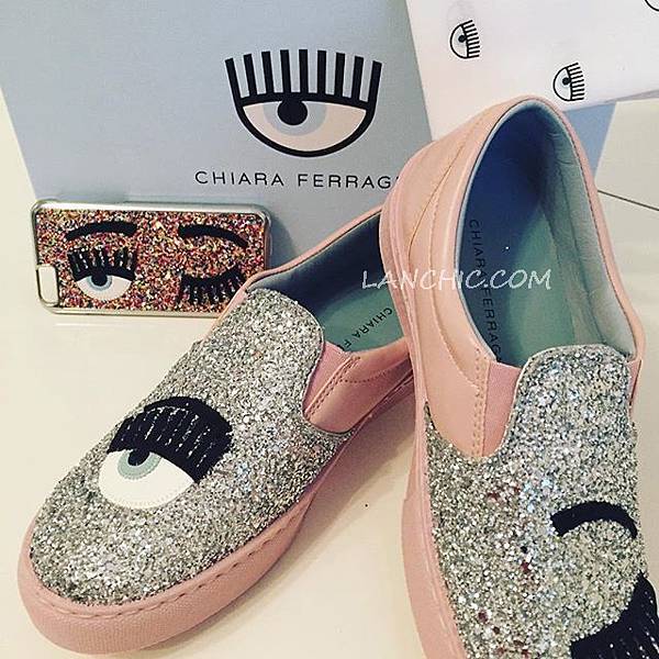 Chiara Ferragni FLIRTING GLITTER SLIP-ON SNEAKERS pink21-1