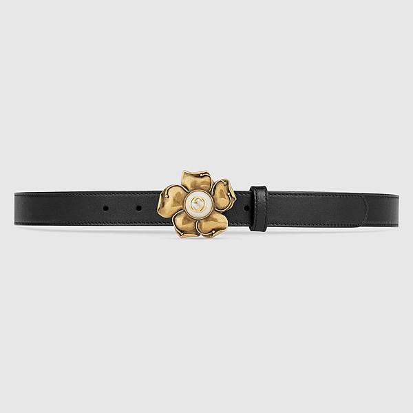 Gucci flower leather belt1