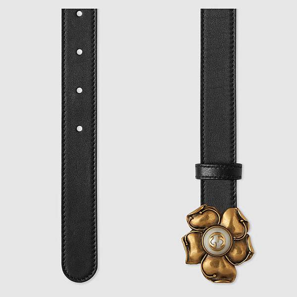 Gucci flower leather belt2