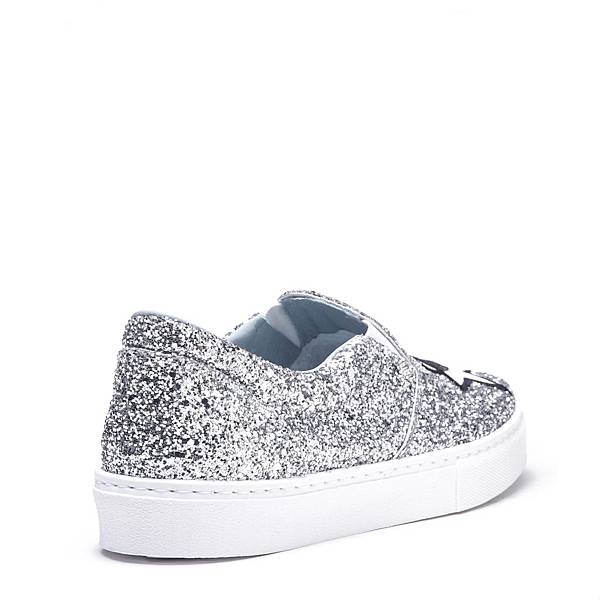 Chiara Ferragni SILVER GLITTER “KISS” SLIP-ONS sneakers4