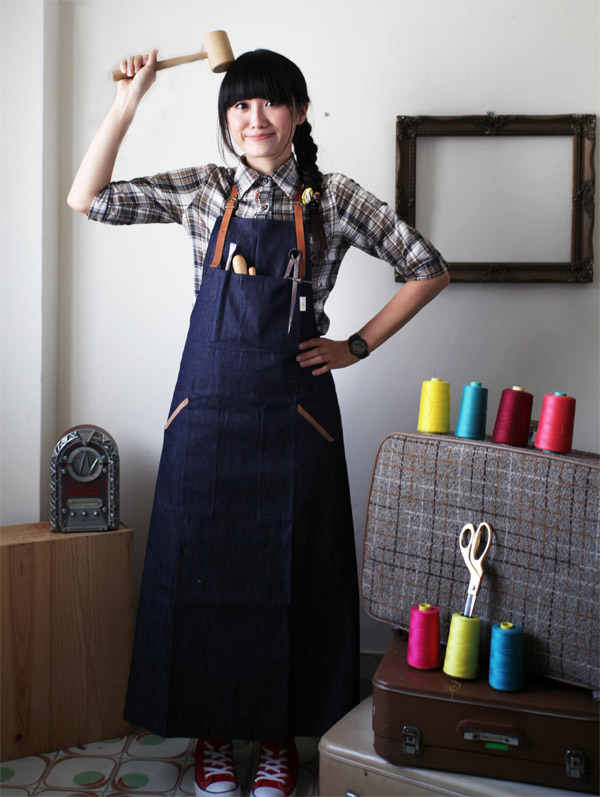 真皮牛仔圍裙 真皮牛仔圍裙