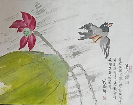 劉志祥老師水墨畫《逆風振羽》