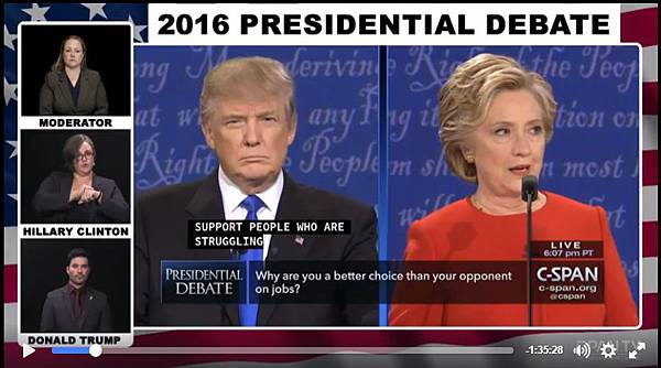 2016年總統大選辯論2016.09.26(希拉蕊發言時手語翻譯)