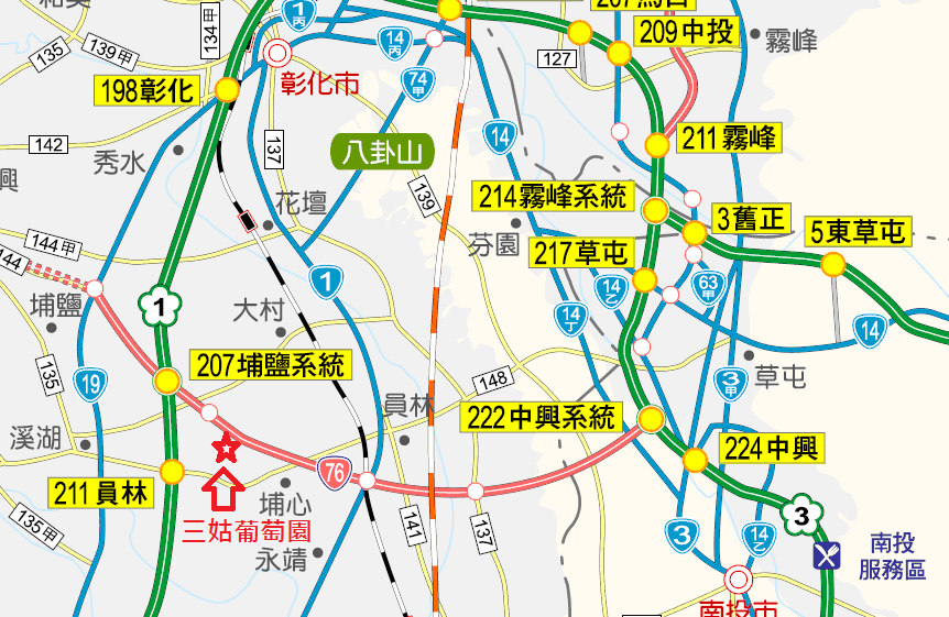 三姑葡萄 果園路線圖