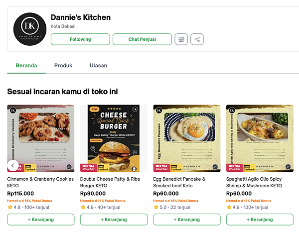 雅加達生酮飲食賣家2025