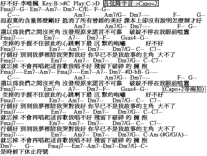 好不好吉他譜-李唯楓.PNG