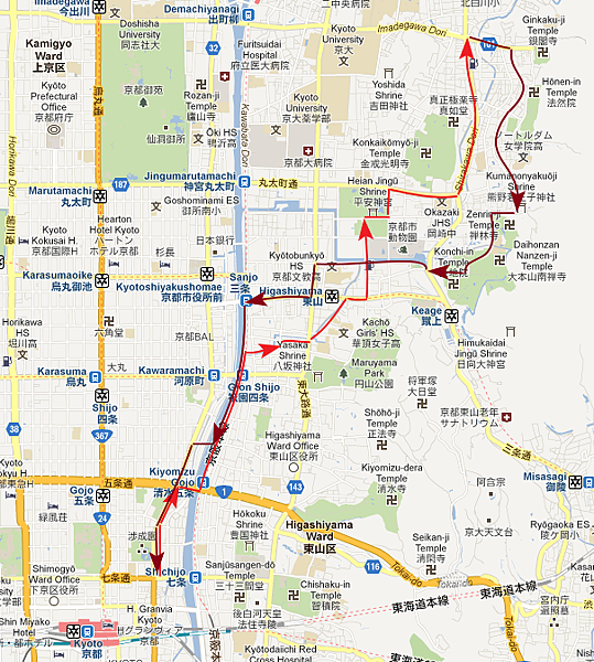 第四天早上的腳踏車之旅路線圖 第四天早上的腳踏車之旅路線圖