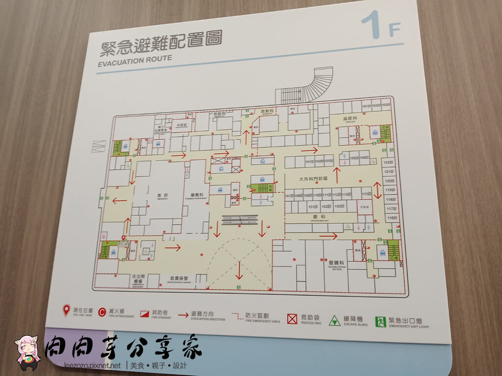 中國醫藥新竹分院一樓緊急避難配置圖