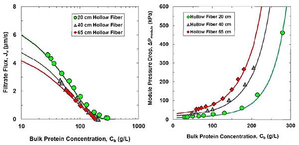 Compare pressure drop and filtrate flux with different length of hollow fiber at different concentration of mAb.jpg Compare pressure drop and filtrate flux with different length of hollow fiber at different concentration of mAb.jpg