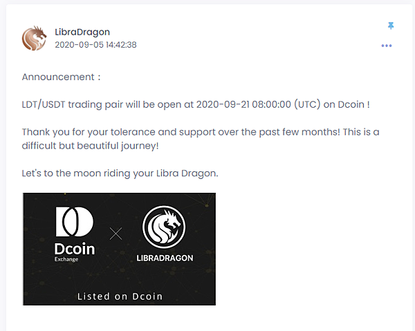 區塊鏈遊戲 Libra Dragon 天秤座龍 LDT/USDT 上交易所啦