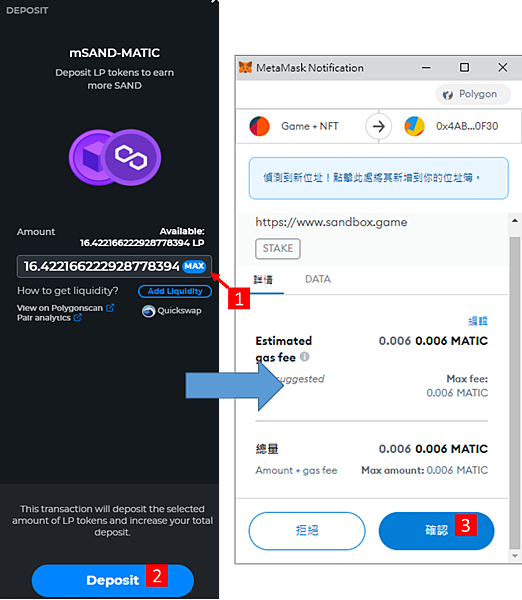 區塊鏈遊戲｜The Sandbox 流動性挖礦 圖解教學 mSAND-MATIC