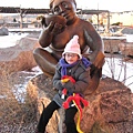 Annie and the brone scupture named &quot;admiration&quot; by Roxanne Swentzell