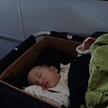(6/27) 妹妹很乖的在嬰兒籃裡睡著了喔~~