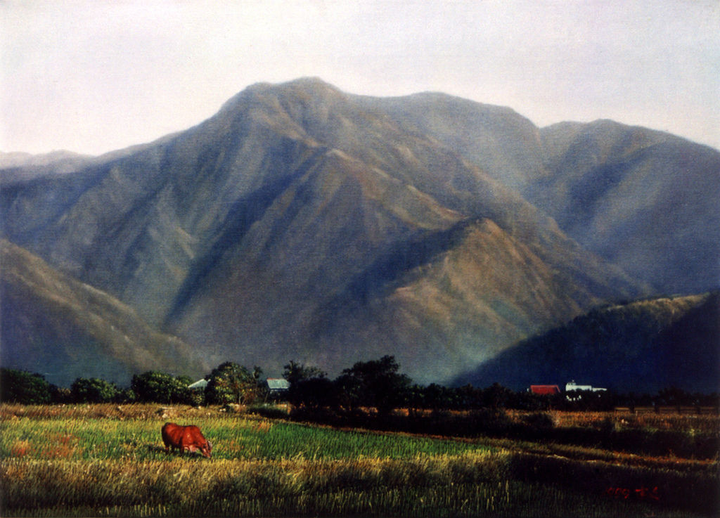 油畫　山前斜陽　油彩、畫布　20P 72.5×53.0cm　1999