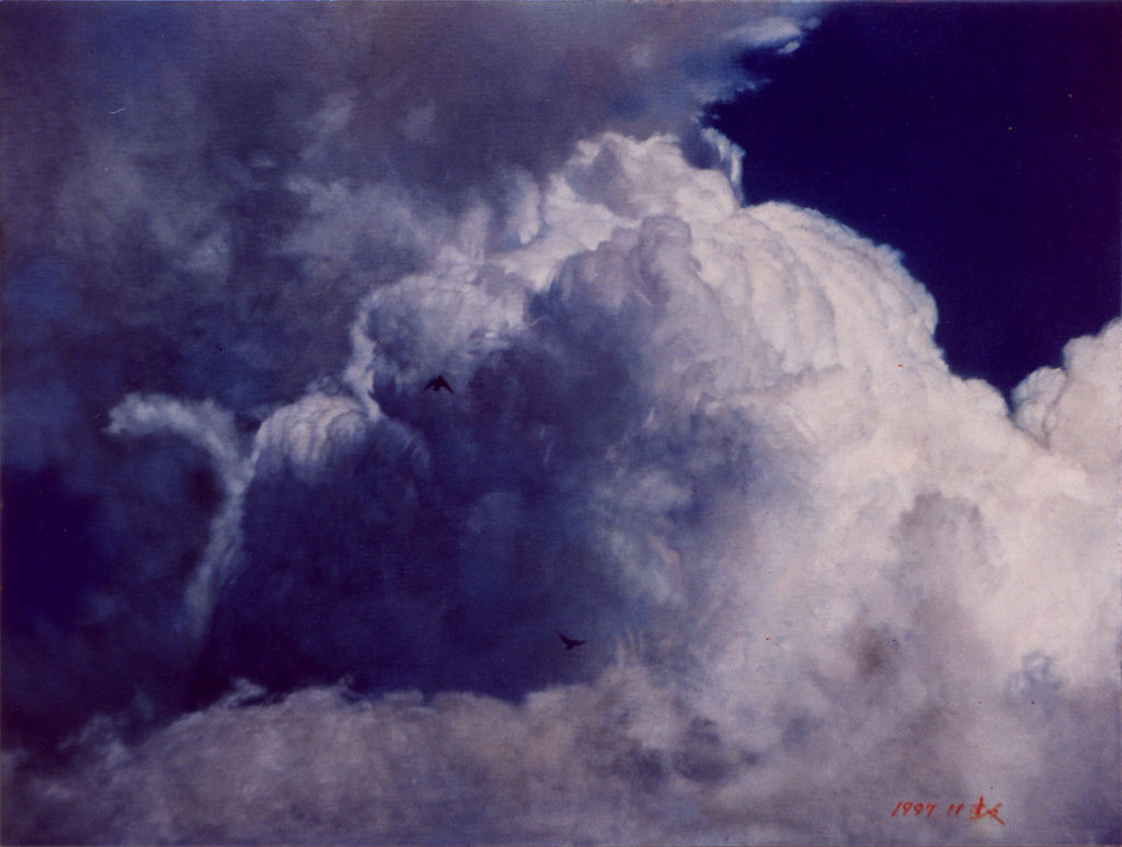 油畫　雲間(雲系列)　油彩、畫布 15P 65.0 x 50.0cm　1998