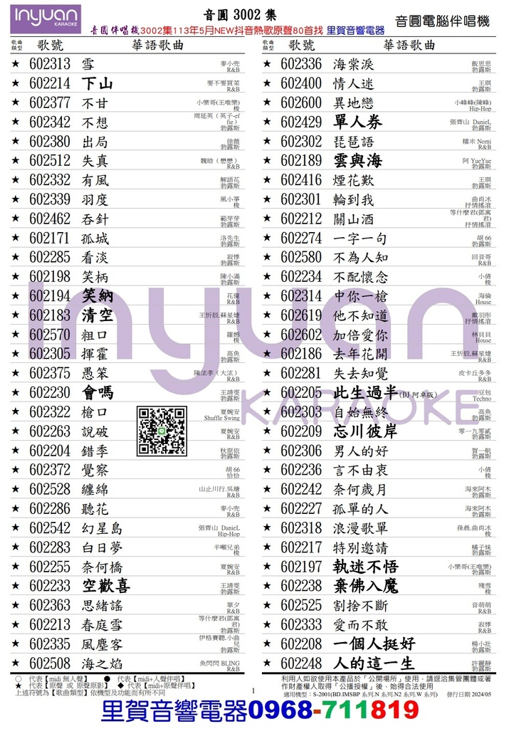 音圓伴唱機3002集113年5月NEW抖音熱歌原聲80首找 里賀音響電器.jpg