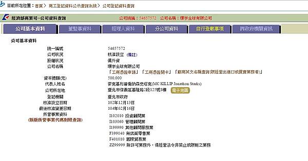 經濟部商業局登記資料