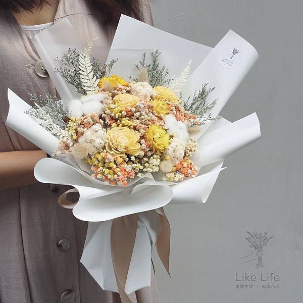 道歉花束黃白色,道歉花束台北,喜歡生活乾燥花店 道歉花束黃白色,道歉花束台北,喜歡生活乾燥花店