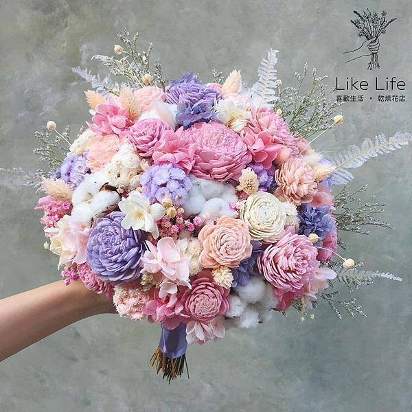 永生花捧花-馬卡龍配色永生花捧花設計-喜歡生活乾燥花店 永生花捧花-馬卡龍配色永生花捧花設計-喜歡生活乾燥花店