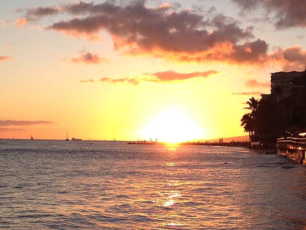 Waikiki beach的日落