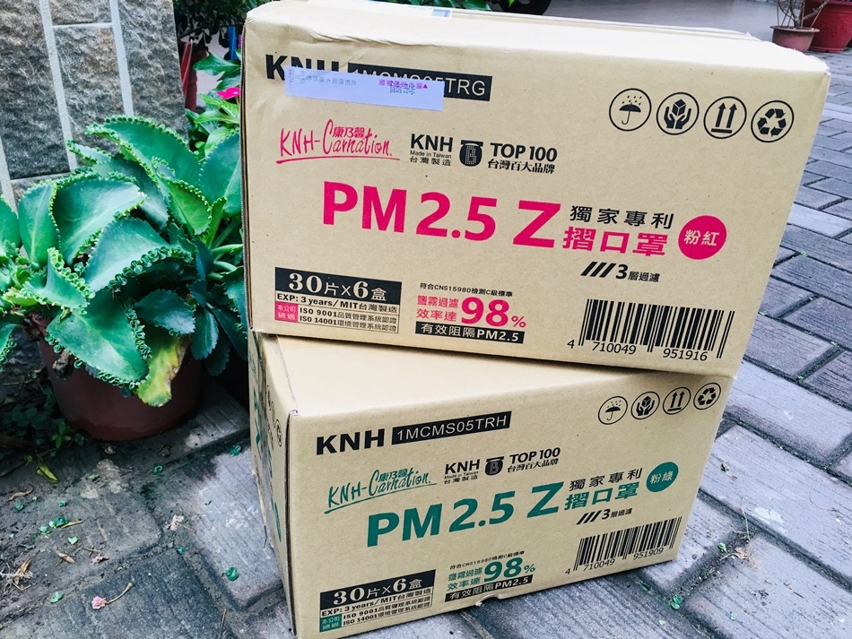 拋棄型PM2.5口罩推薦開箱-康乃馨PM2.5 Z摺口罩符合國家防霾標準透氣不悶熱