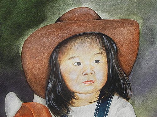 女兒的肖像畫 水彩 日本水彩紙  細部一 