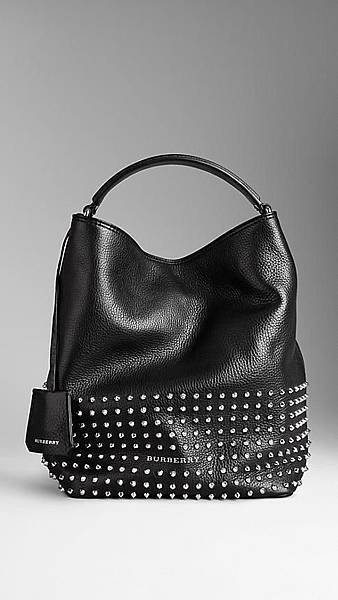 medium stubbed leather hobo bag 1