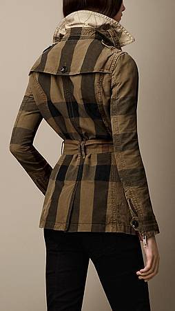 short cotton linen check trench coat 2