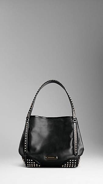 small bridle leather studded tote bag 1