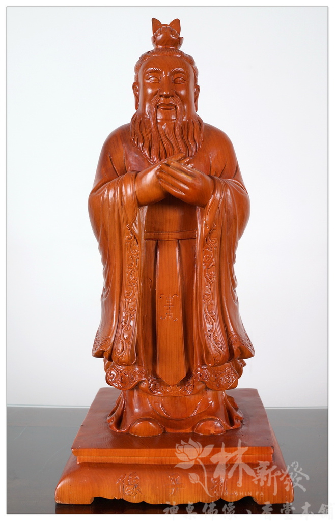新發神藝-孔子像(尺六紅豆杉木)．倉頡