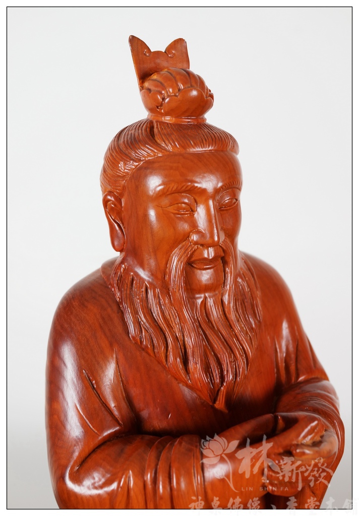 新發神藝-孔子像(尺六紅豆杉木)．倉頡