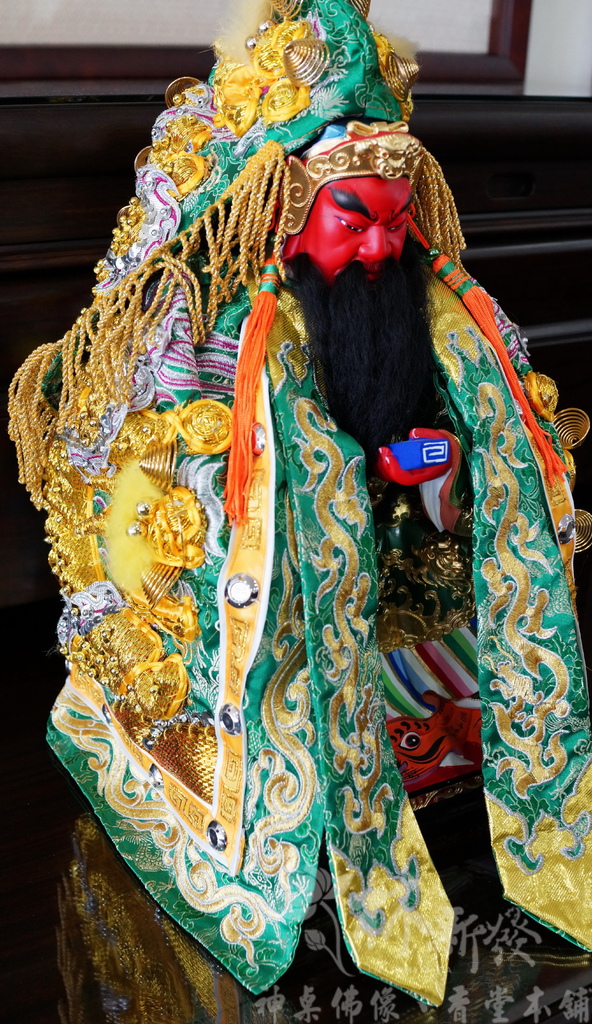 帝君青龍袍「浮棉繡線金蔥．參天宮體(銀)．手工龍紋衣(金)．