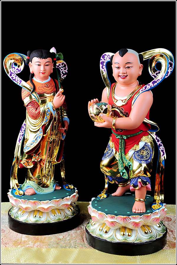 新發神藝-善財童子、龍女仙女（南式彩/香港青磁彩）－林新發神桌佛像佛