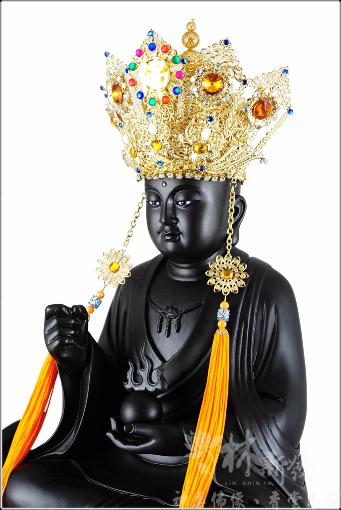 新發神藝-地藏王菩薩(帶騎四爪地聽/手工五佛帽/黑檀木精雕)