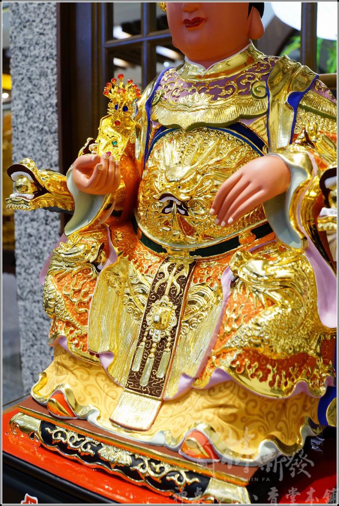 新發神藝-媽祖娘娘(橘底袍．金身．黑面創作)