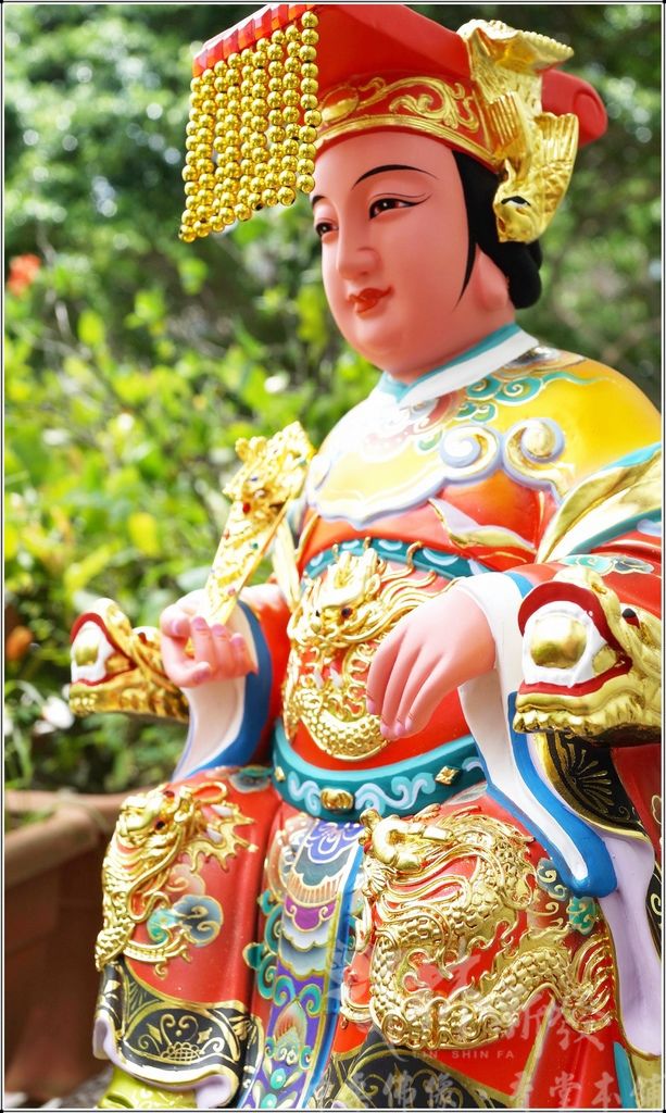 新發神藝-媽祖娘娘(橘底袍．金身．黑面創作)