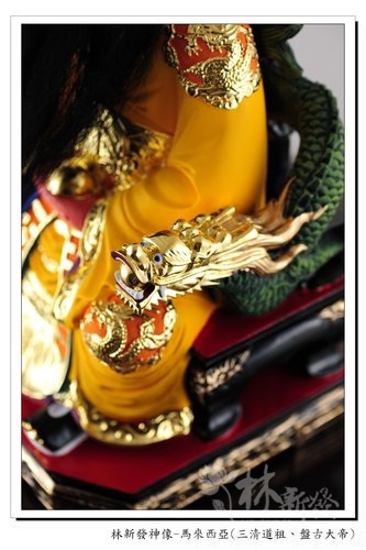 神像-尺三樟木按金彩繪-三清道祖
