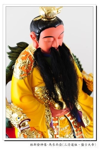 神像-尺三樟木按金彩繪-三清道祖