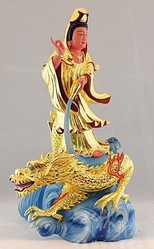 新發神藝-昇龍觀音(香樟原色．檀香金身)