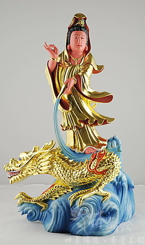 新發神藝-昇龍觀音(香樟原色．檀香金身)