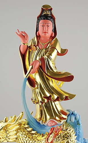 新發神藝-昇龍觀音(香樟原色．檀香金身)