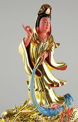 新發神藝-昇龍觀音(香樟原色．檀香金身)