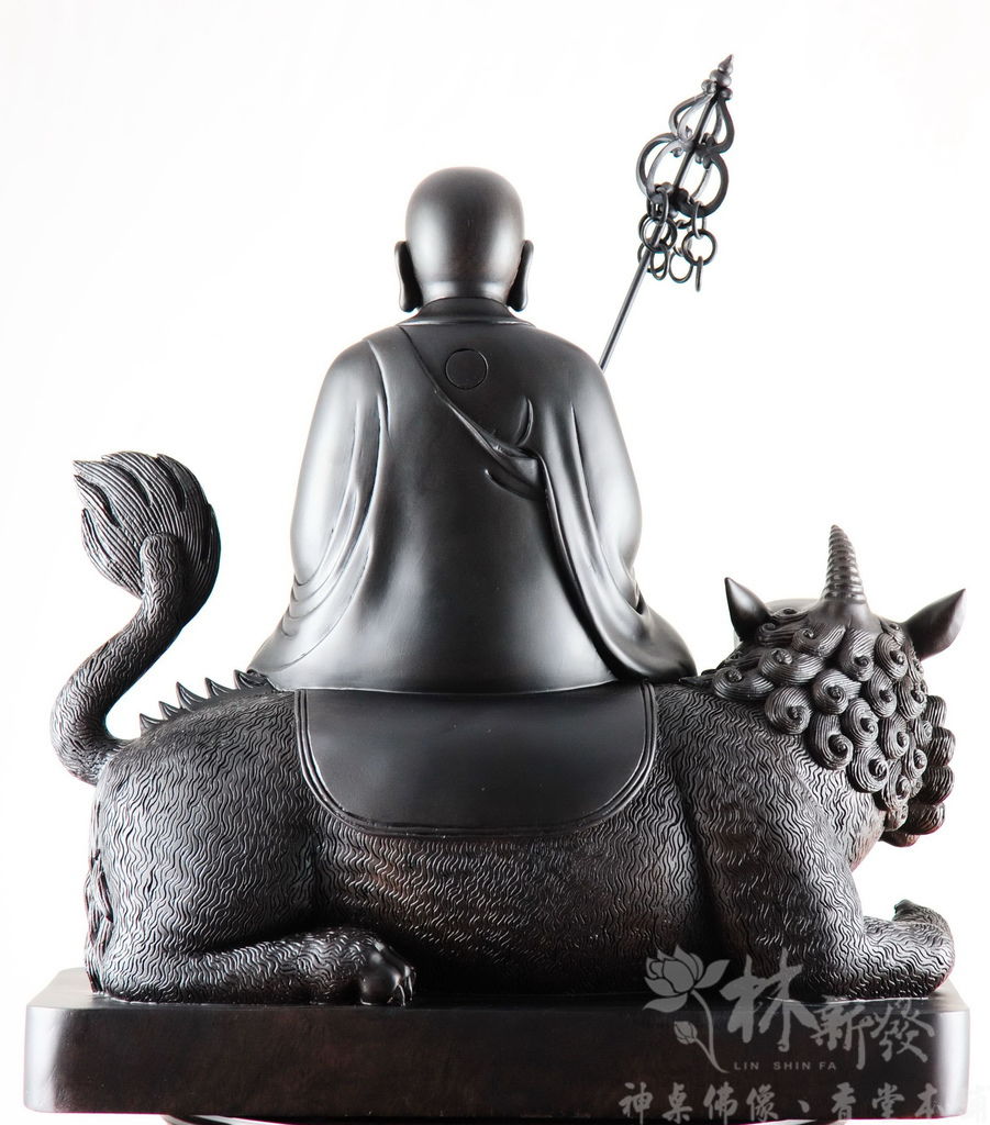 新發神藝-地藏王菩薩(帶騎四爪地聽/手工五佛帽/黑檀木精雕)