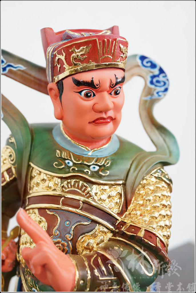 神像藝術-康趙元帥作品/玄天上帝護法(描金淡彩完成)