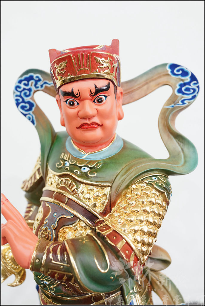 神像藝術-康趙元帥作品/玄天上帝護法(描金淡彩完成)