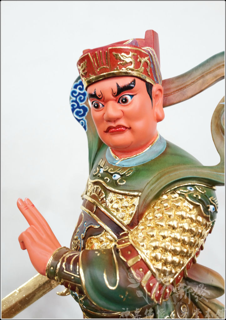 神像藝術-康趙元帥作品/玄天上帝護法(描金淡彩完成)