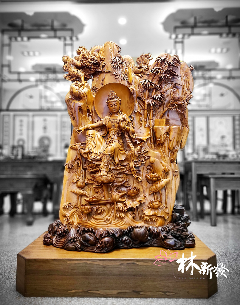 完美的藝術觀音雕刻 坐著自在體觀音