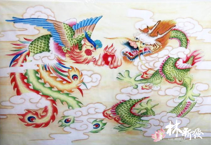 林新發手繪龍鳳神彩．客製化尺寸手工創作