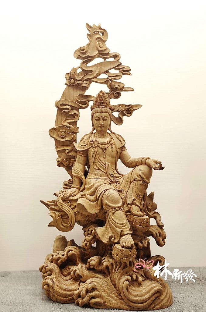 新發神藝．水月．悠然觀音(尺六．二尺二)
