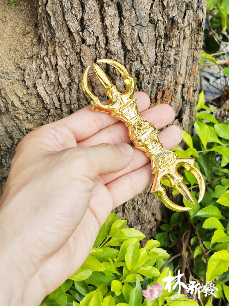 新發神藝木雕法器-地藏王法杖．天筆．金鋼杵(神明規格法器)